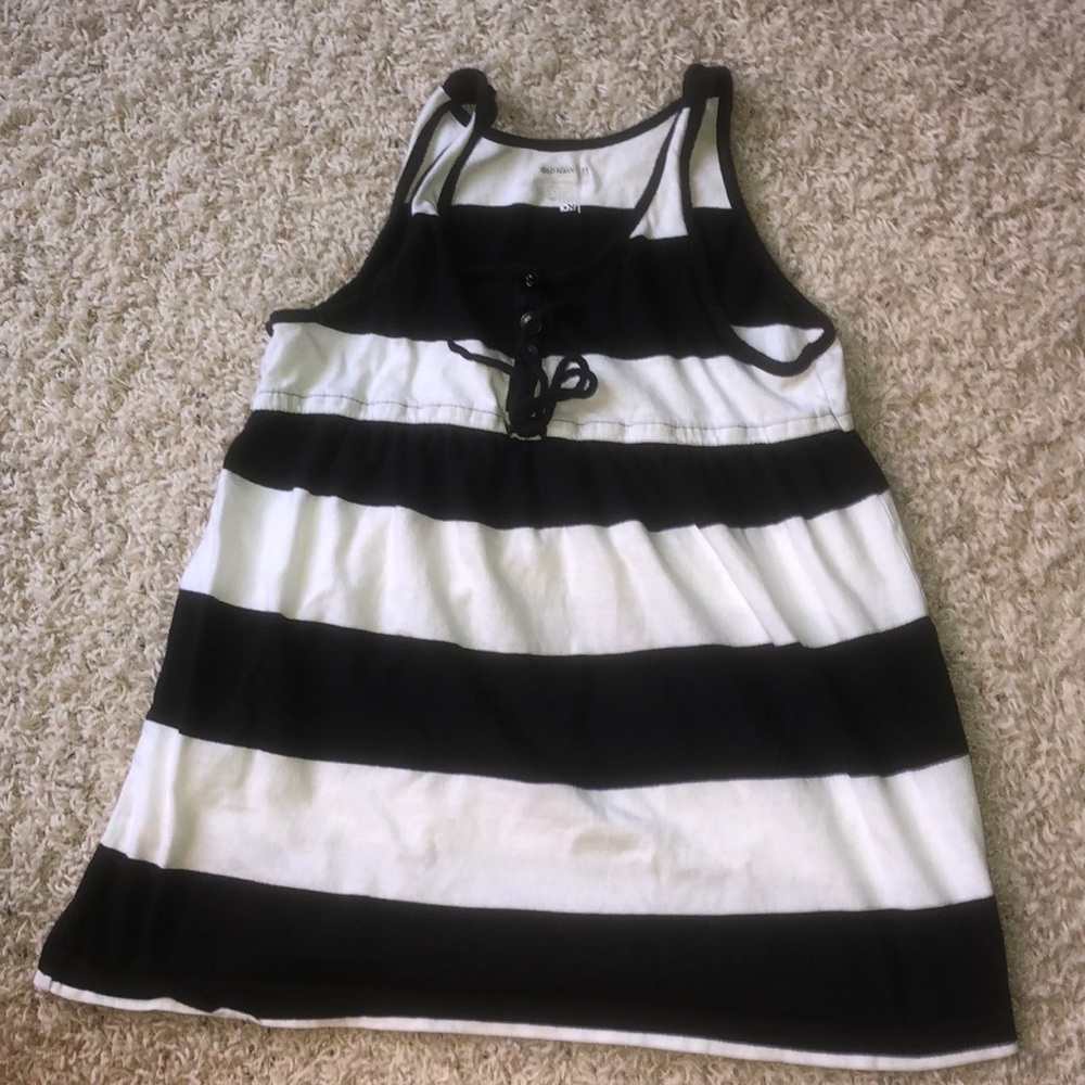 Girls black and white striped old navy tank top